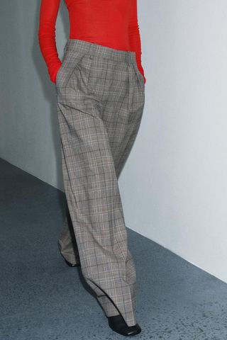 Pantalón Zara cuadros pinzas ancho