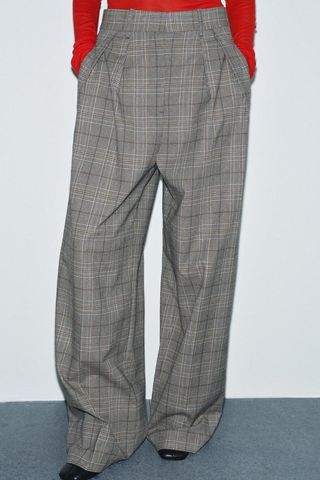 Pantalón Zara cuadros pinzas ancho