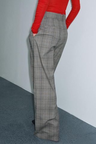 Pantalón Zara cuadros pinzas ancho