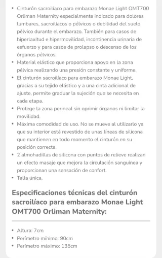 Cinturón sacroilíaco embarazo Orliman Maternity