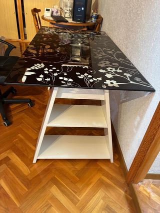 Mesa escritorio cristal diseño floral