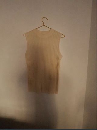 Cárdigan con jersey sin mangas y jersey a rayas