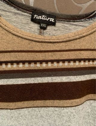 Cárdigan con jersey sin mangas y jersey a rayas