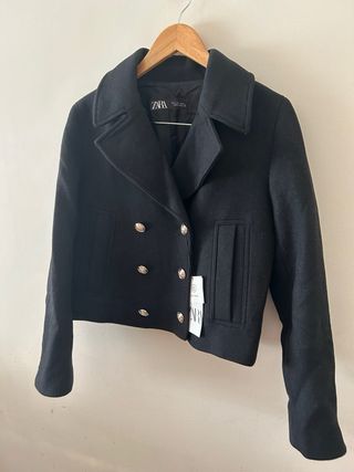 Abrigo corto lana Zara negro
