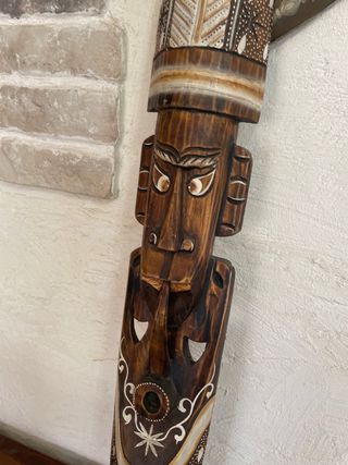 Máscara Tiki Antigua Madera Tallada