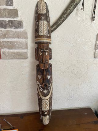 Máscara Tiki Antigua Madera Tallada