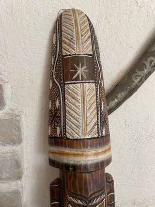 Máscara Tiki Antigua Madera Tallada