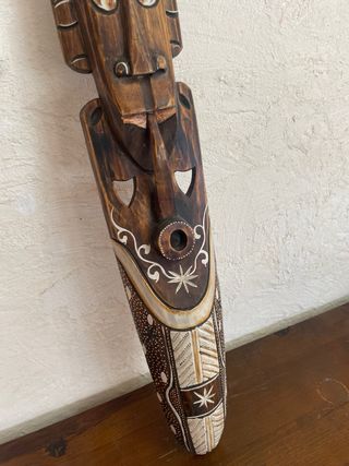 Máscara Tiki Antigua Madera Tallada