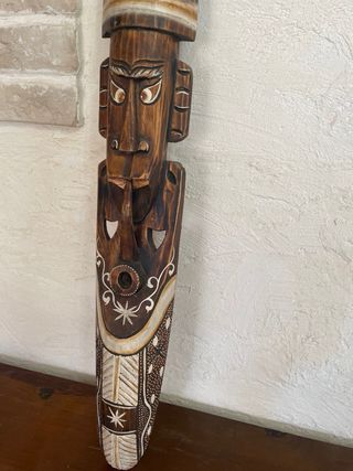 Máscara Tiki Antigua Madera Tallada