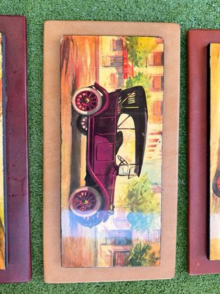 Set de 3 Cuadros Coches Antiguos