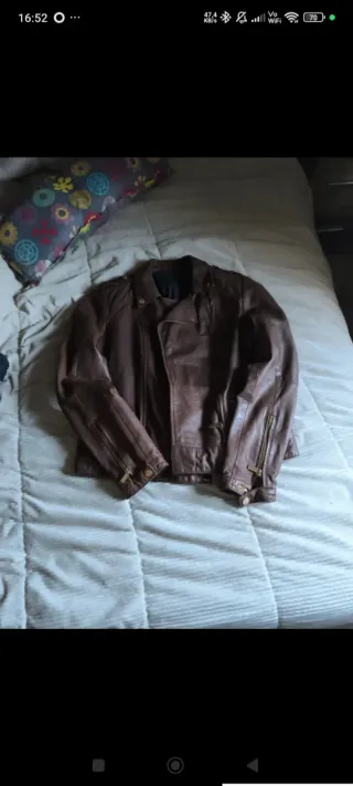 Cazadora Biker Stradivarius Marrón Piel