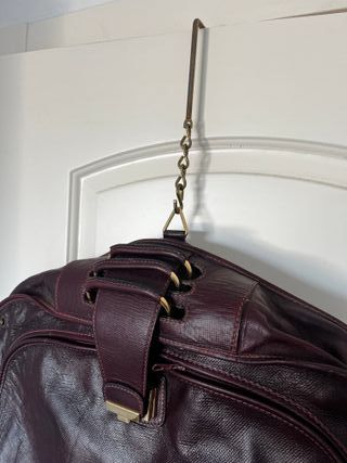 Bolsa Porta Trajes Vintage Cuero Borgoña