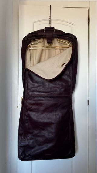 Bolsa Porta Trajes Vintage Cuero Borgoña