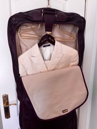 Bolsa Porta Trajes Vintage Cuero Borgoña