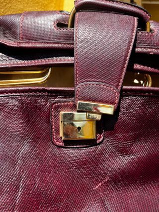 Bolsa Porta Trajes Vintage Cuero Borgoña