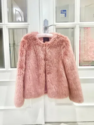 Abrigo pelo Bershka rosa
