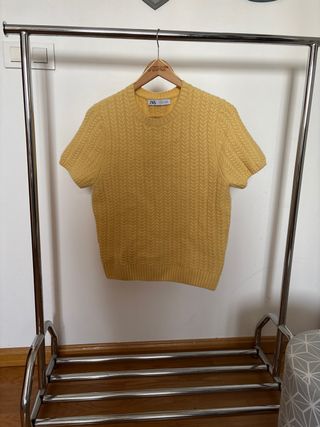Jersey Zara Lana Amarillo Manga Corta Talla L