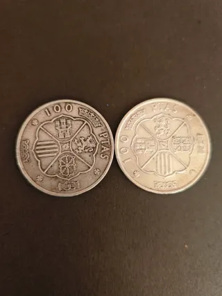 100 Pesetas Plata 1966 *66. 2 monedas