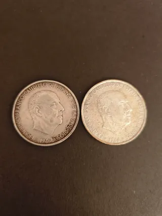 100 Pesetas Plata 1966 *66. 2 monedas