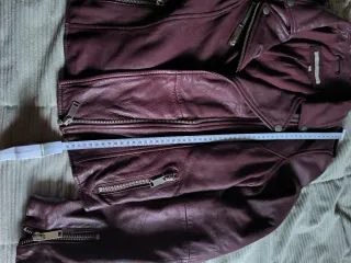 Cazadora Biker Piel Burdeos Talla L