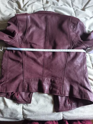 Cazadora Biker Piel Burdeos Talla L