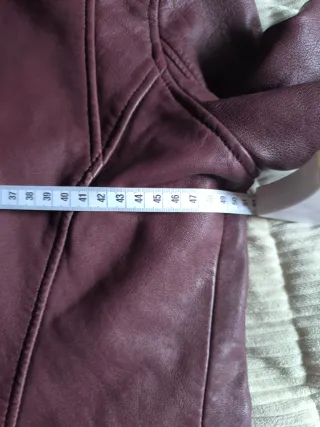 Cazadora Biker Piel Burdeos Talla L