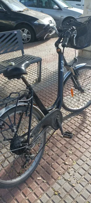 Bicicleta con cesta y bolsa