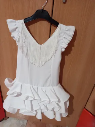 Traje Flamenca Niña 5/6 Años Blanco