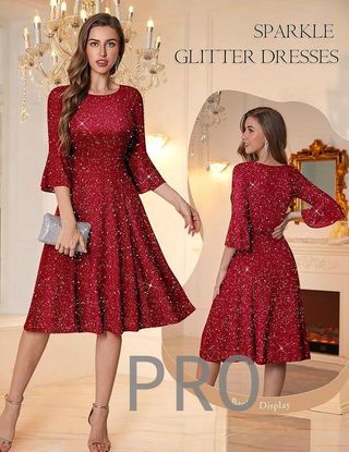 Vestido fiesta lentejuelas rojo XL