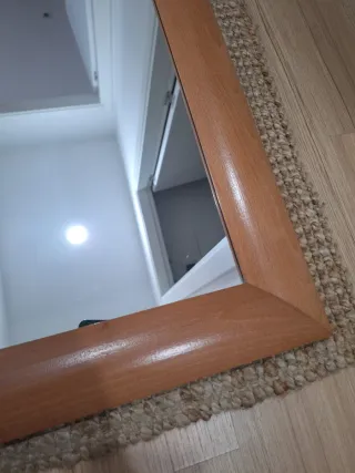 Espejo cuadrado madera y yute