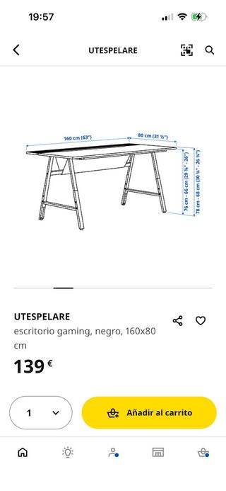 Mesa Escritorio Gaming Negra