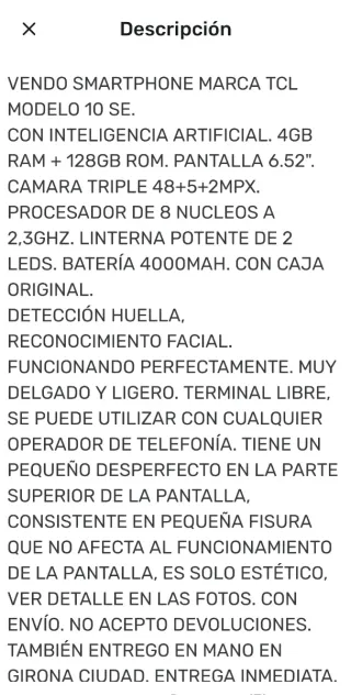TCL 10 SE 128GB 4GB RAM Libre
