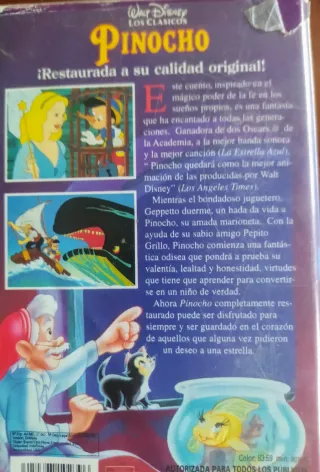 Pinocho VHS Clásico Disney Español