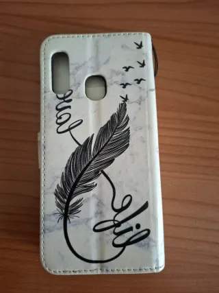 Cover per Samsung A40 con piuma e uccelli
