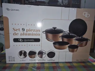 Set 9 Piezas Ollas y Sartenes Aluminio Quinbel