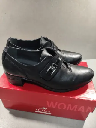 Zapatos Fluchos Piel Mujer Negros