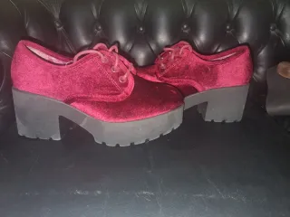 Zapatos Marypaz rojos terciopelo plataforma