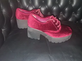 Zapatos Marypaz rojos terciopelo plataforma