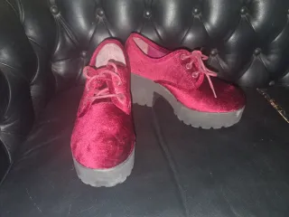 Zapatos Marypaz rojos terciopelo plataforma