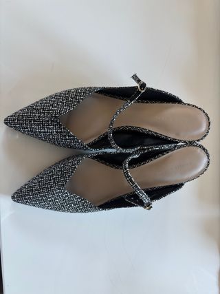 Zapatos Mango Negros Slingback Tacón