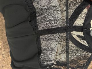 Vestido Imperial Negro Encaje Volantes Talla L