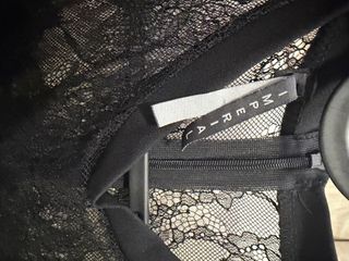 Vestido Imperial Negro Encaje Volantes Talla L