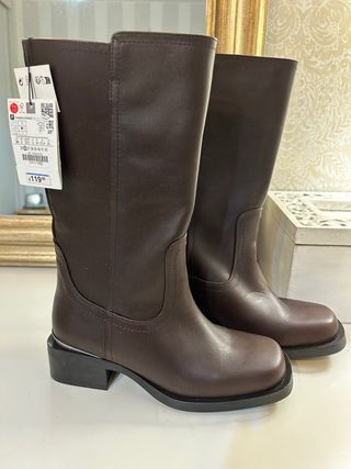 Botas de piel Zara Talla 38 Marrón