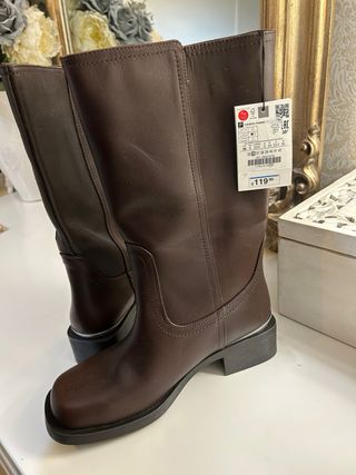 Botas de piel Zara Talla 38 Marrón
