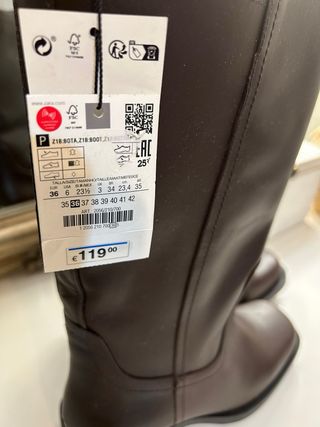 Botas de piel Zara Talla 38 Marrón