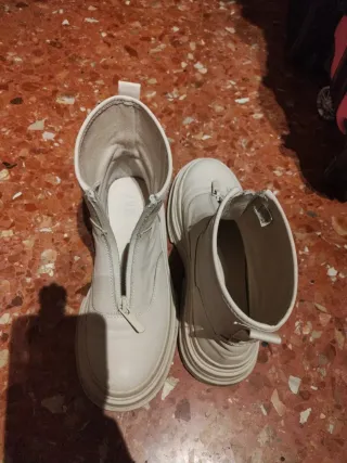 Botines blanco invierno con cremallera