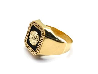 Sello Oro 18K tipo Versace Ónix y Circonita