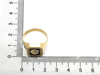 Sello Oro 18K tipo Versace Ónix y Circonita