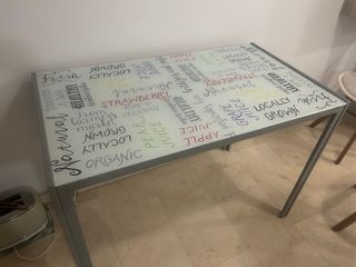 Mesa de cristal templado estampada