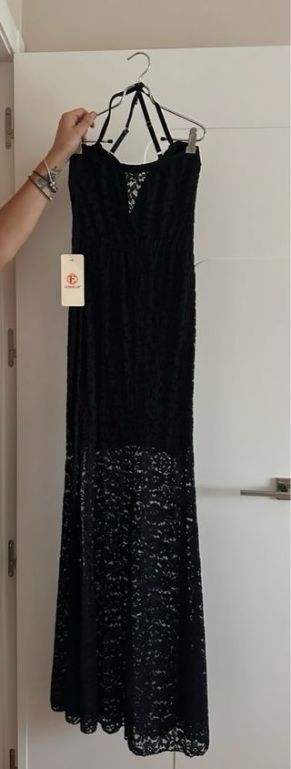 Vestido largo fiesta encaje negro